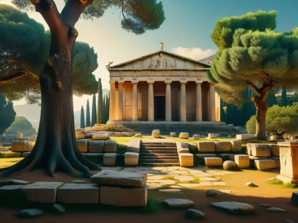 Ruinas de la Academia de Atenas donde Platón enseñaba bajo olivos