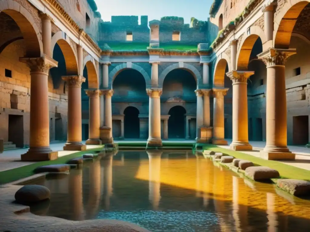 Ruinas majestuosas de las Termas de Caracalla en Roma con su arquitectura imponente y su juego de luces y sombras