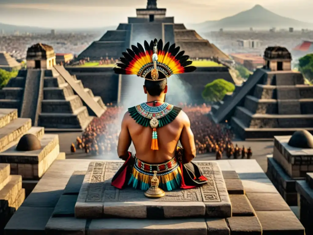 Sacerdote azteca realiza sacrificio humano en Templo Mayor