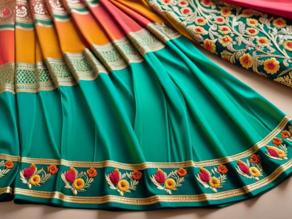 Un sari ricamente bordado con motivos tradicionales de la India antigua influencia moda contemporánea