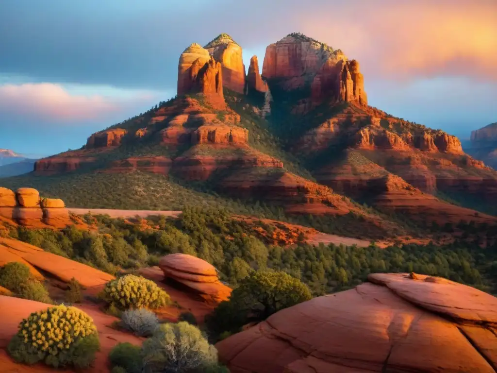 Los secretos de las formaciones rocas rojas Sedona revelados al amanecer en Cathedral Rock