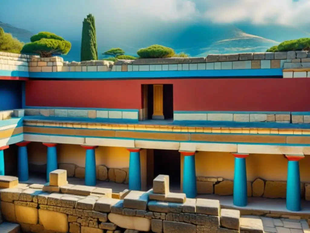 Descubre la significado laberinto Minotauro cultura minoica en las ruinas del Palacio de Knossos en Creta