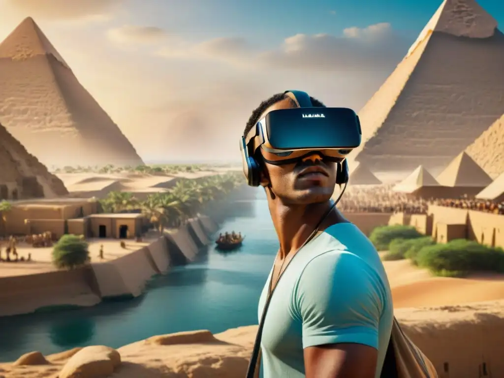 Sumérgete en la Realidad virtual en el antiguo Egipto: un usuario transportado al Nilo y las pirámides, tocando la historia