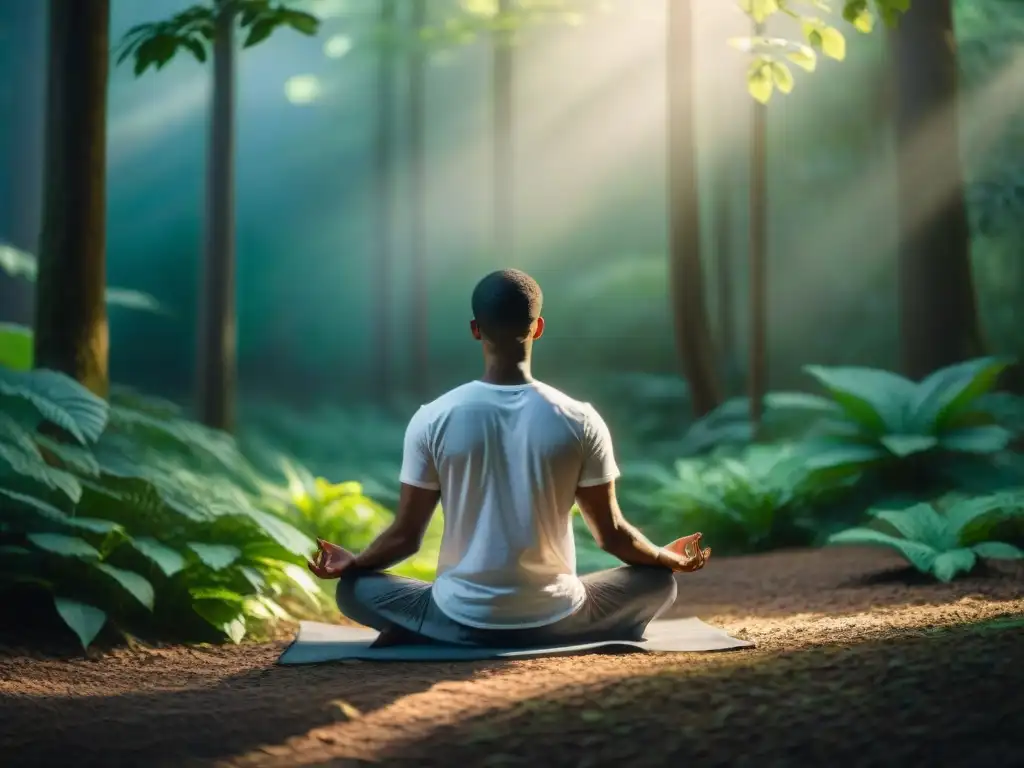 Sumérgete en la serenidad de la meditación en la naturaleza, capturando los beneficios del silencio interior