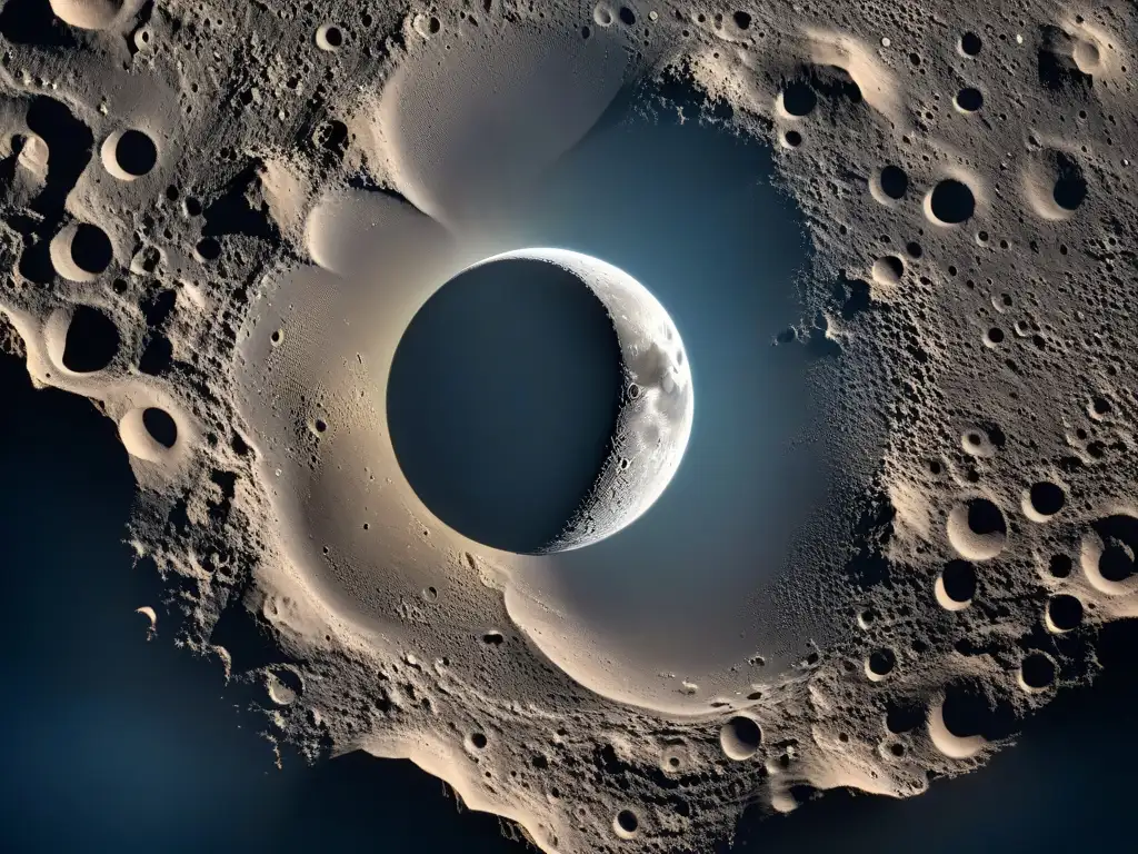 Explorando la superficie lunar: cráteres, paisajes y misterio bajo una luz sombría