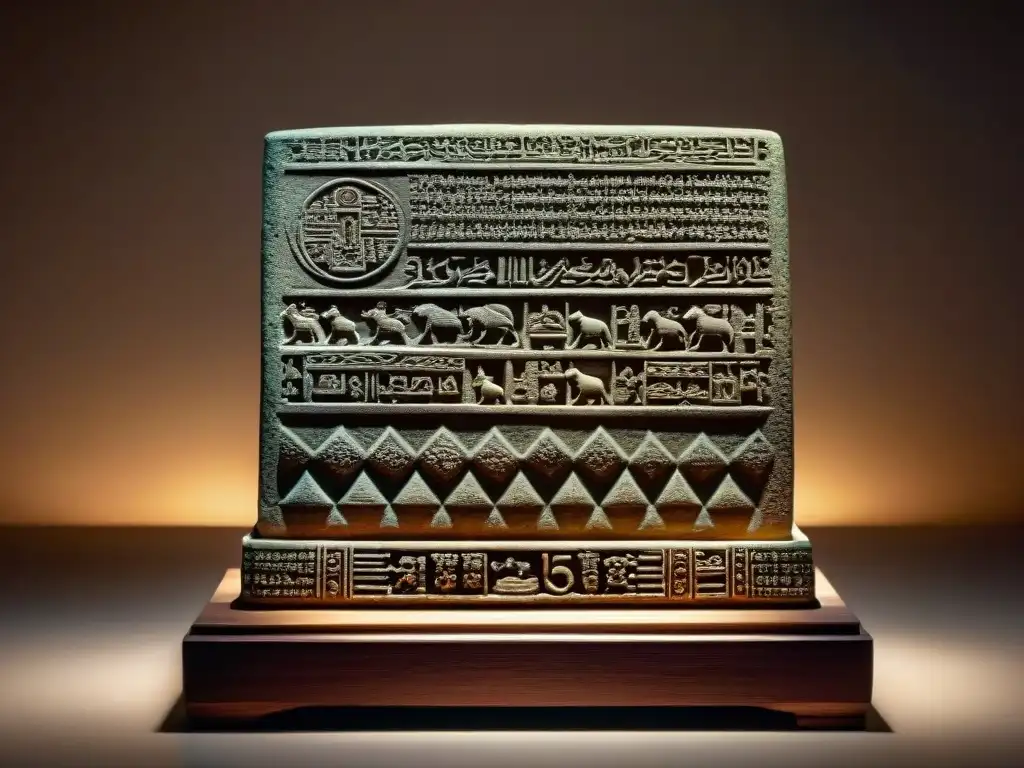 Tableta de arcilla de Babilonia con signos del zodíaco, iluminada por una cálida luz de vela