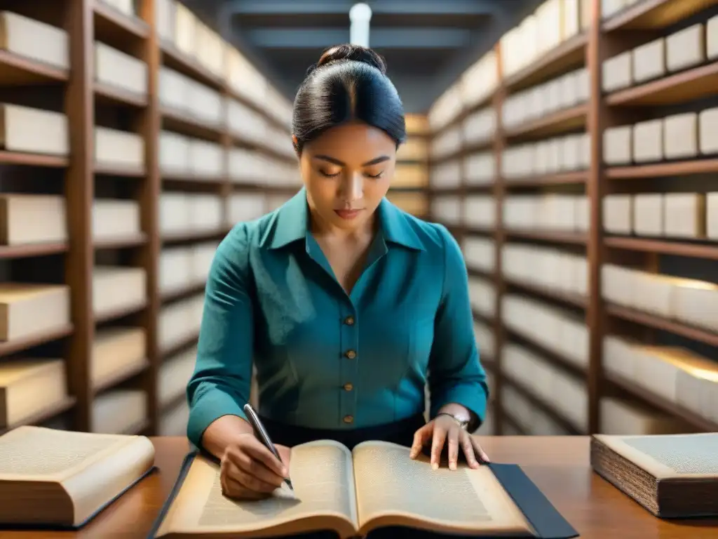 Un técnico digitaliza un manuscrito antiguo en una sala de archivos, fusionando tradición y tecnología