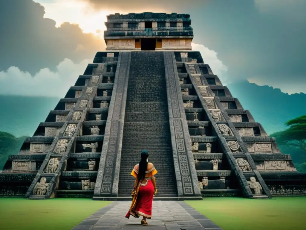 Templo maya detallado con motivos de jaguares, evocando la mística conexión entre el jaguar y la cosmología mesoamericana