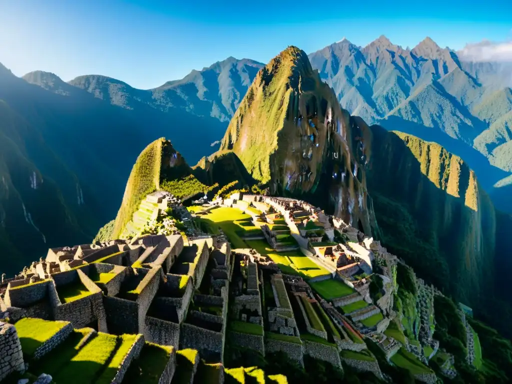 Templo del Sol en Machu Picchu, con majestuosa arquitectura de piedra y vistas a los Andes