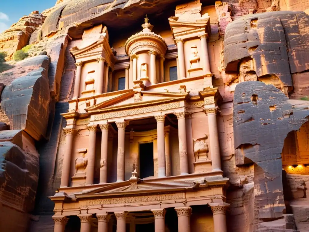 Explora los templos olvidados de antiguas civilizaciones en Petra, Jordania, muestra la grandiosidad y detalles de la arquitectura nabatea