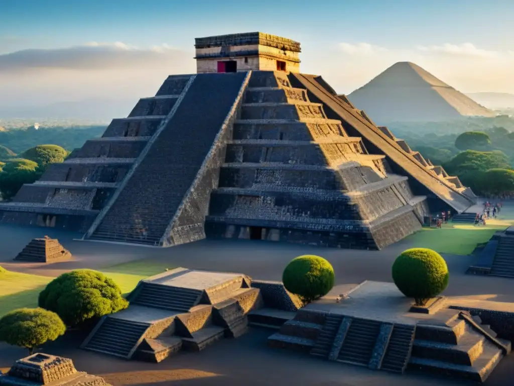 Descubre Teotihuacán a fondo: Imagen detallada de la majestuosa Pirámide del Sol en un día soleado en Teotihuacán