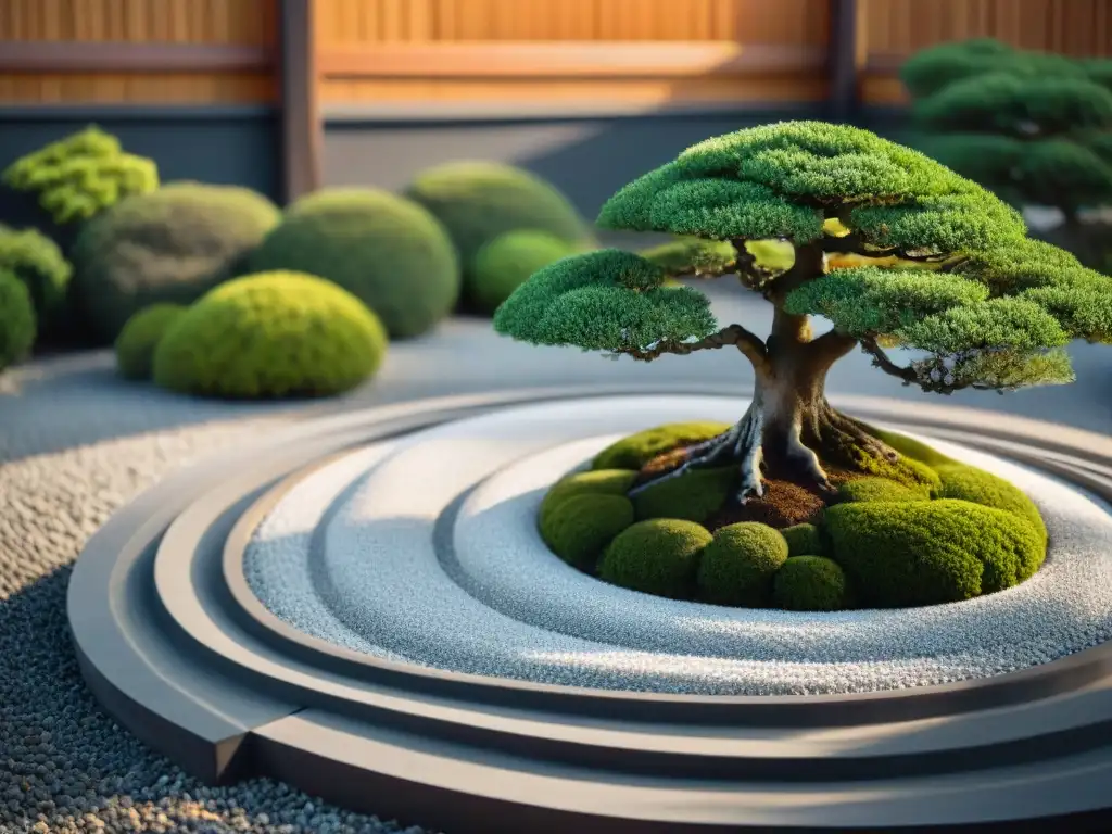 Un jardín japonés tradicional con equilibrio y dualidad en cosmovisión