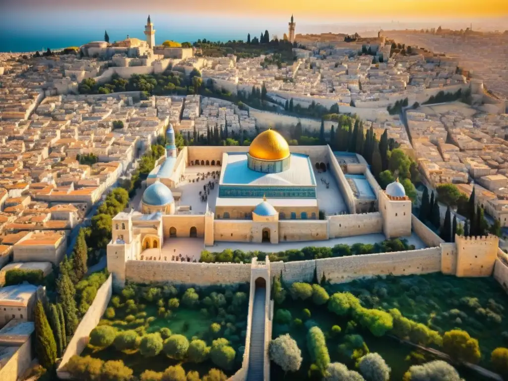 Reconstrucción virtual de Jerusalén en su esplendor, con influencias de civilizaciones antiguas