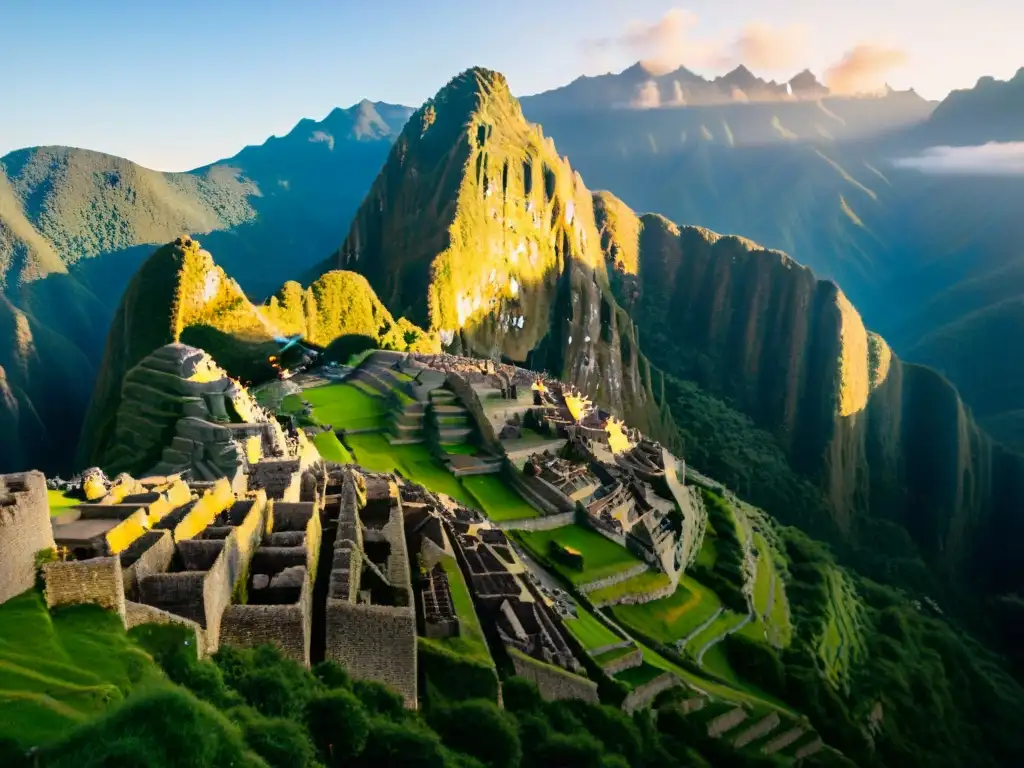 Reconstrucción virtual de Machu Picchu cambiando al amanecer, revelando la majestuosidad de la antigua ciudadela inca