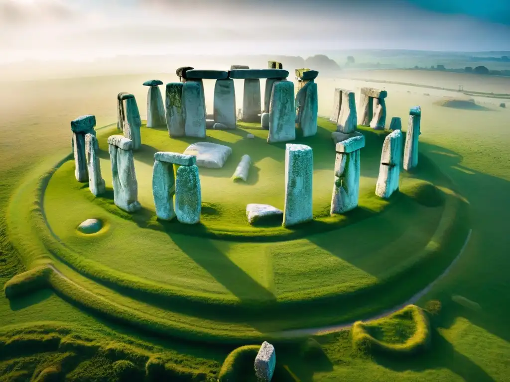 Vista aérea de Stonehenge, destacando su alineación astronómica