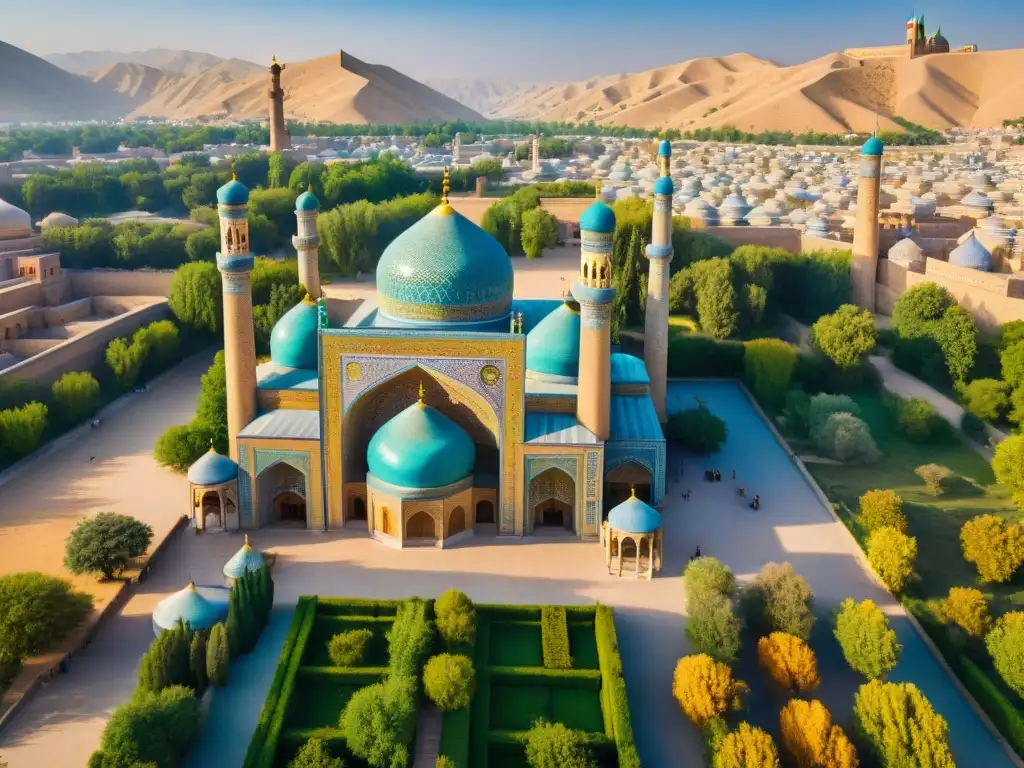 Vista aérea impresionante de Samarcanda, Uzbekistán, en la Ruta de la Seda intercambio cultural