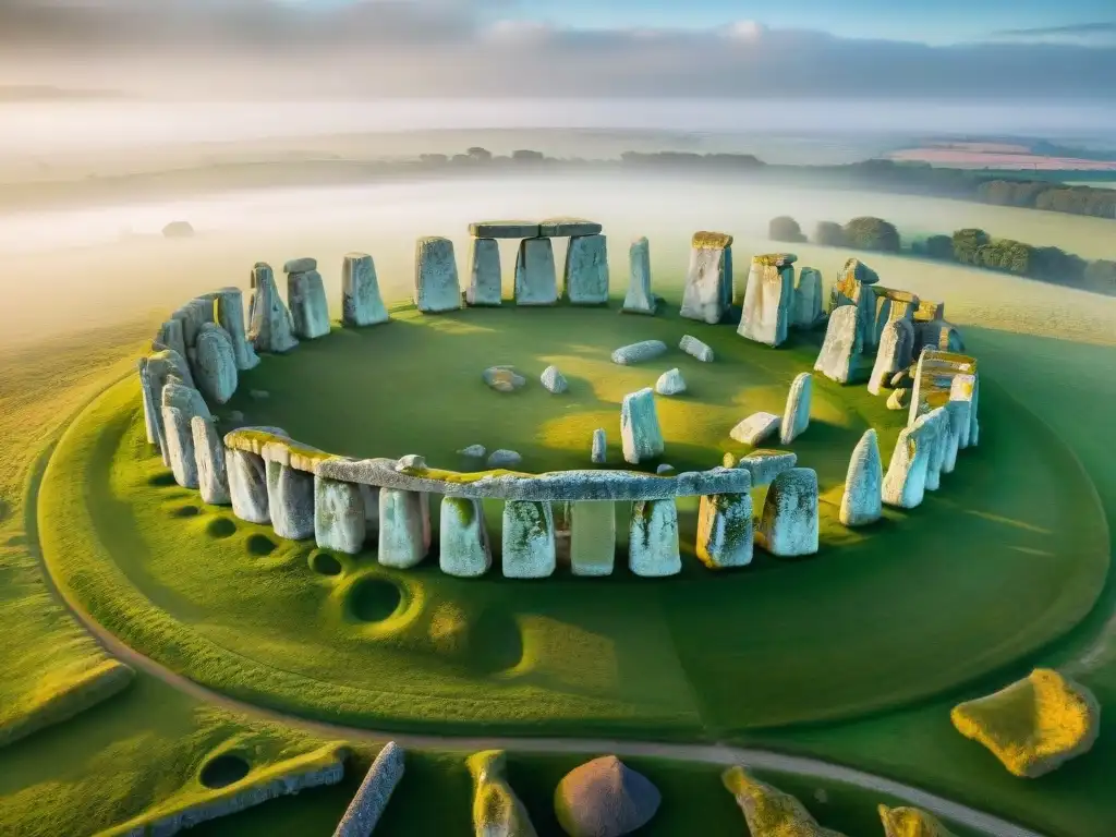 Vista aérea de Stonehenge en Salisbury Plain, destaca la civilización y origen de su construcción