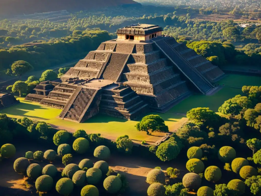 Vista aérea de Teotihuacán: misterios en la Ciudad de los Dioses al amanecer